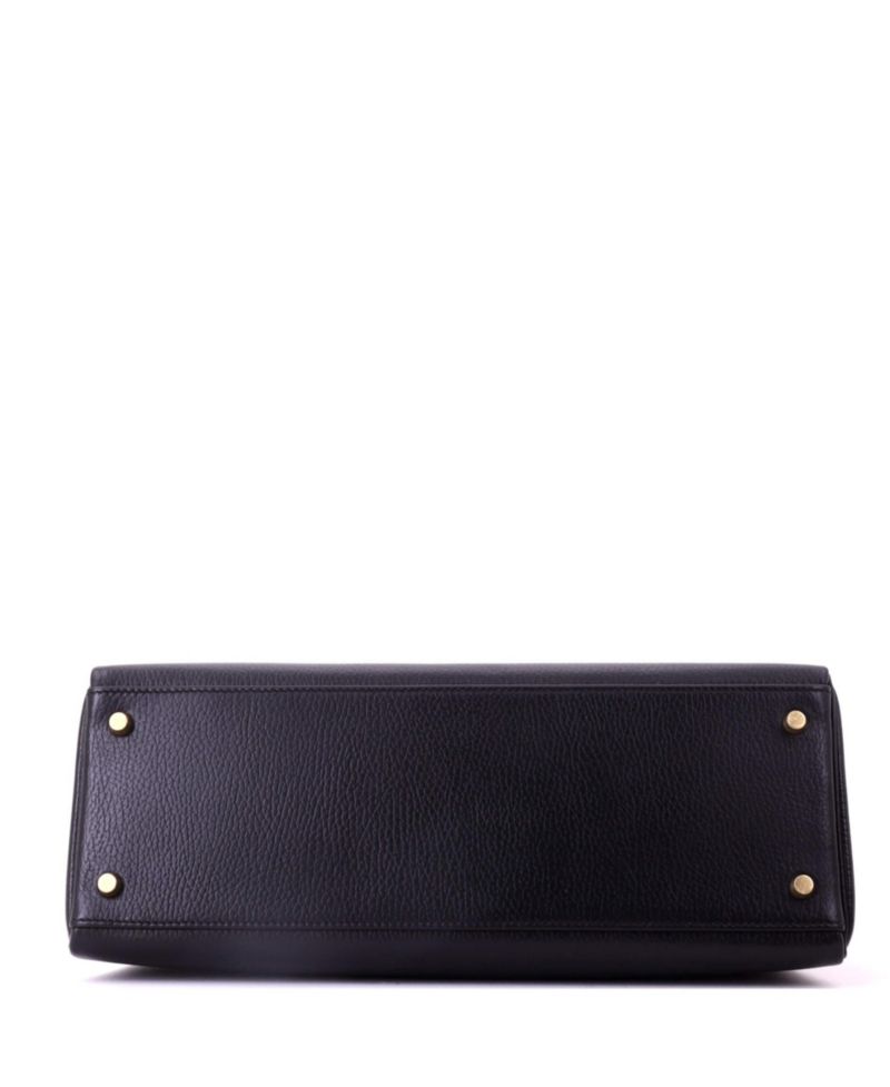 Pre-Owned Hermes Kelly 35 Handbag Black Ardennes with Gold Hardware