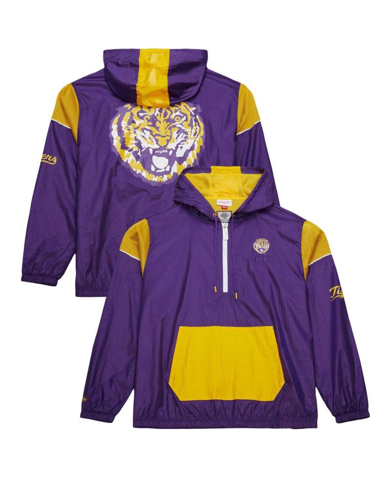Men's Purple LSU Tigers Anorak Vintage Logo Half-Zip Hoodie Jacket