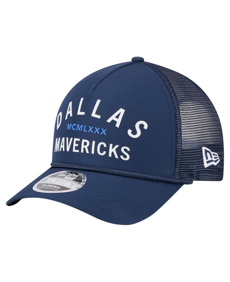 Men's Navy Dallas Mavericks Minimalist A-Frame 9FORTY Trucker Hat