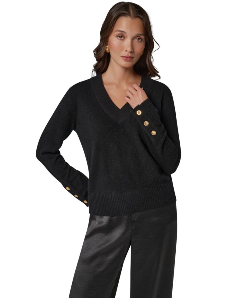 Women's Cashmere Long-Sleeve V-Neck Sweater