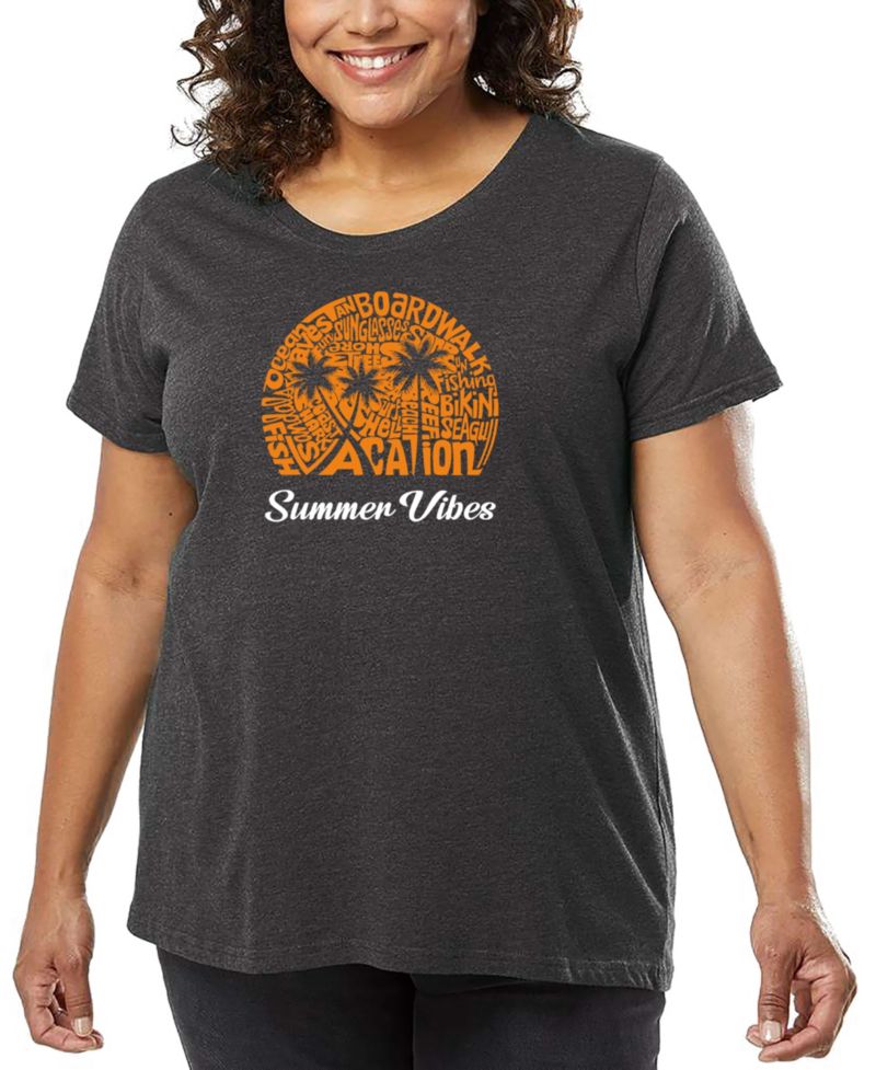Plus Size Summer Vibes Word Art T-Shirt