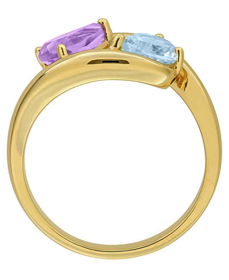 Amethyst (1/2 ct. t.w.) and Blue Topaz (7/8 ct. t.w.) Ring in 18k Gold Flash Plated Sterling Silver