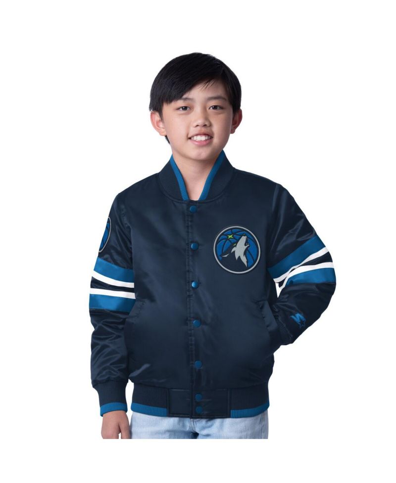 Big Boys and Girls Navy Minnesota Timberwolves Scout Varsity Full-Snap Jacket