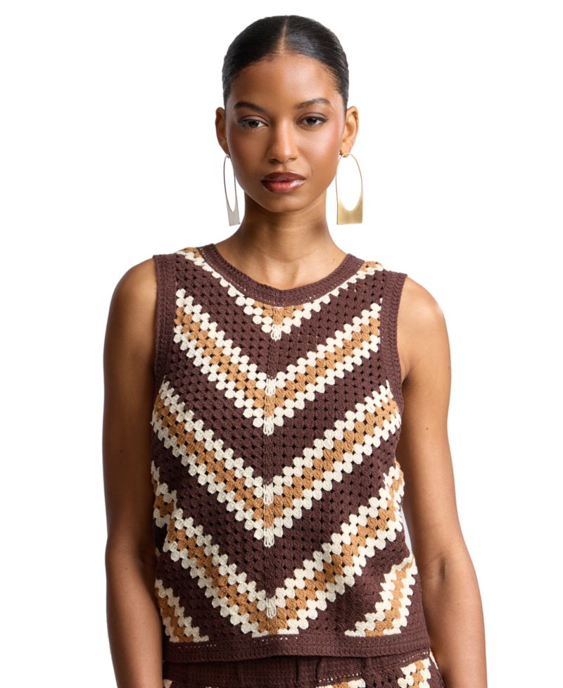 Women's Crochet Sleeveless Sweater