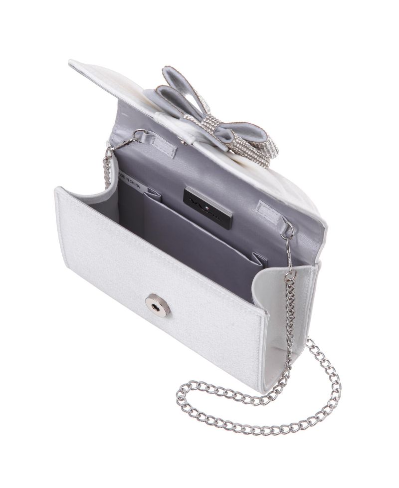 Tiered Crystal Bow Flap Clutch
