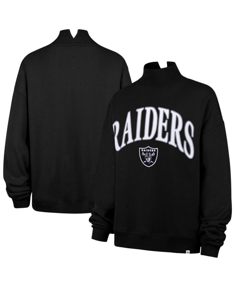 Women's '47 Black Las Vegas Raiders Oversized Vantage Mock Neck Sweatshirt