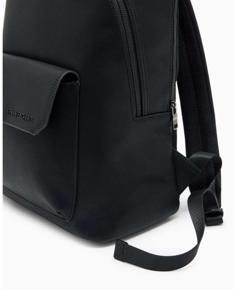 Men's Faux-Leather with Lettering Backpack