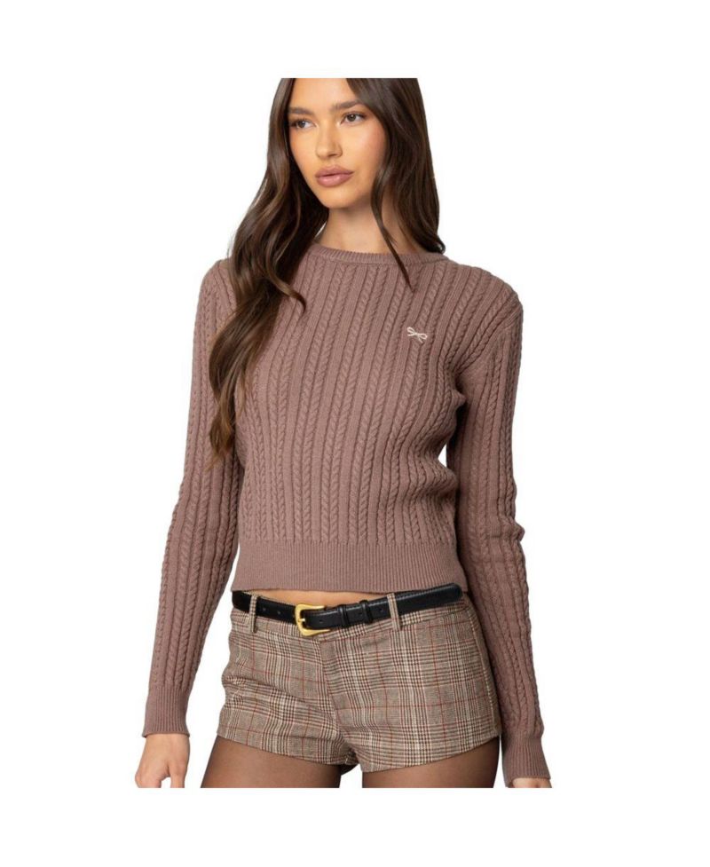 Women's Beverly Bow Cable Knit Sweater