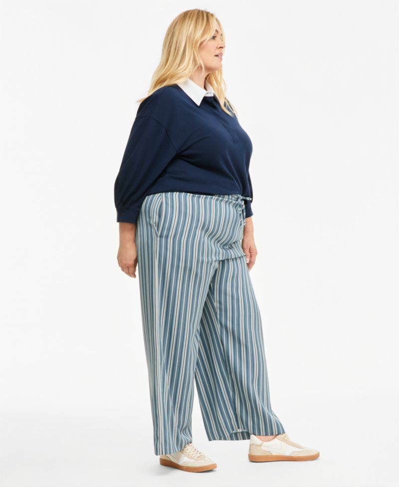 Trendy Plus Size Twill Wide-Leg Pants