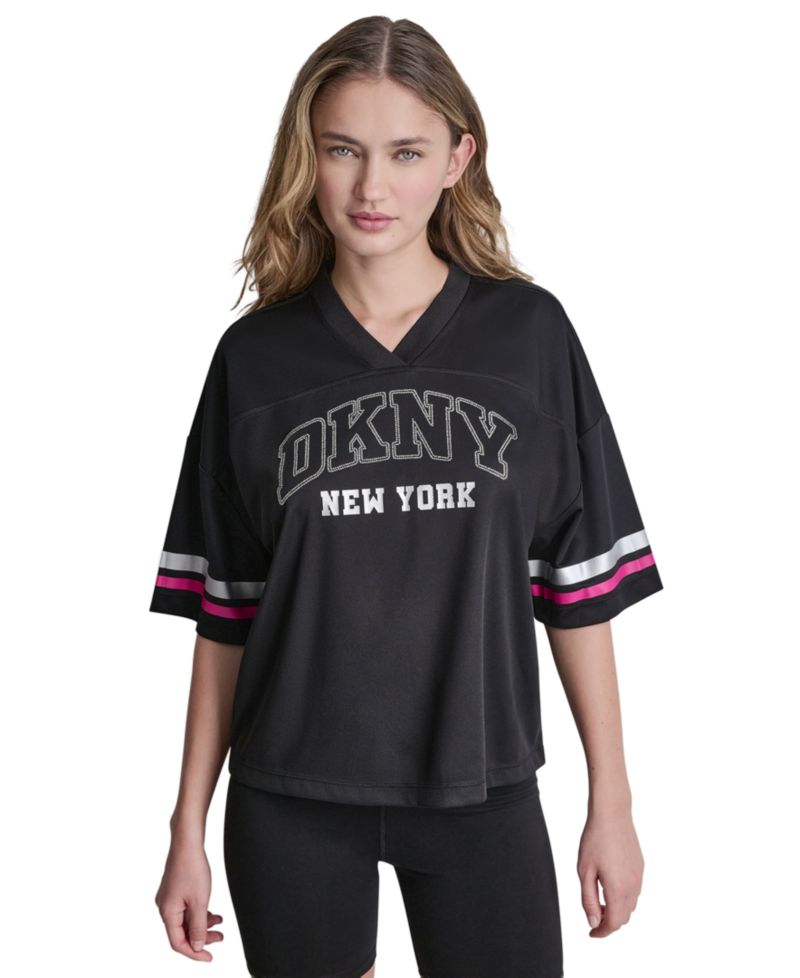 Women's Varsity Rhinestone V-Neck Sports Jersey