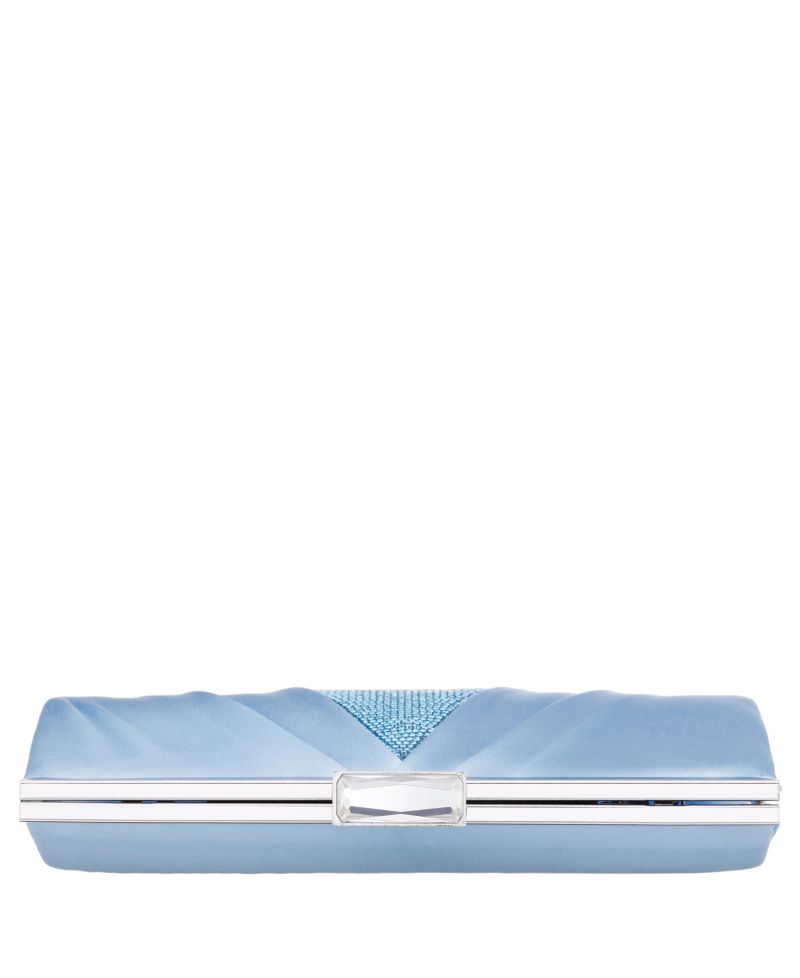 Women's Pleated Stain Crystal Frame Clutch