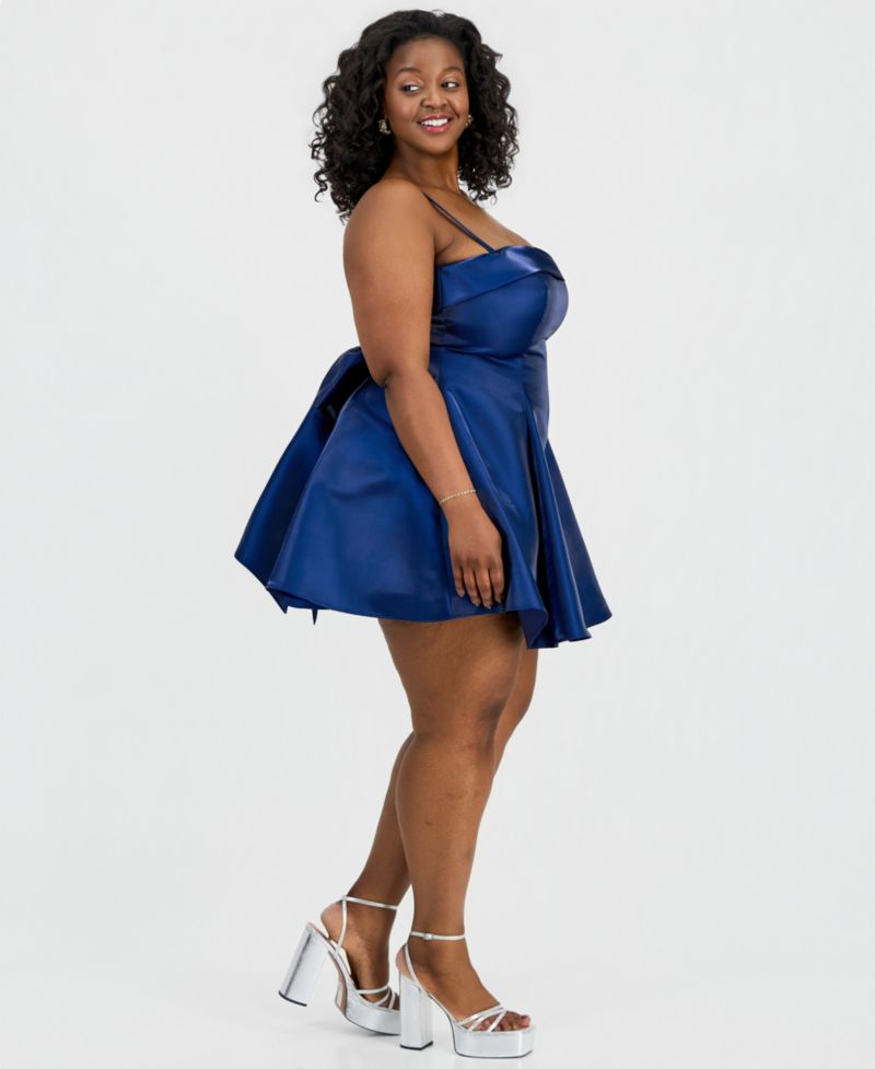 Trendy Plus Size Satin Sleeveless Fit & Flare Dress