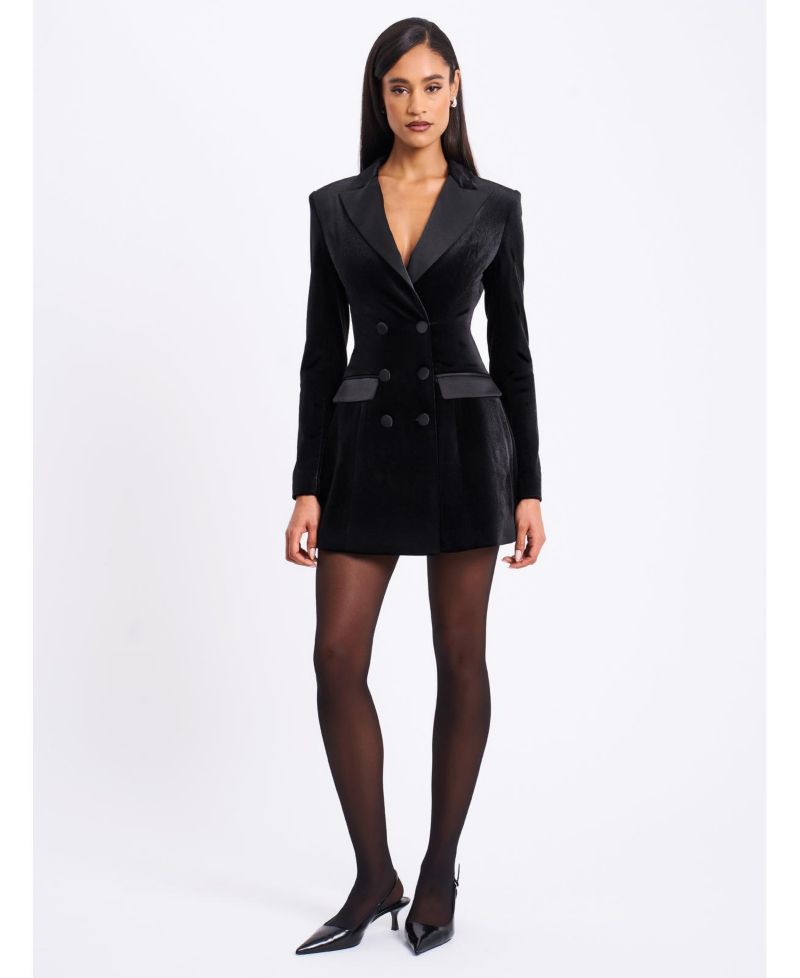 Women's Calista Black Velvet Blazer Mini Dress