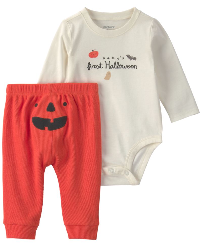 Baby Boys' and Baby Girls' Baby's First Halloween Long-Sleeve Bodysuit and Pants, 2-Piece Set