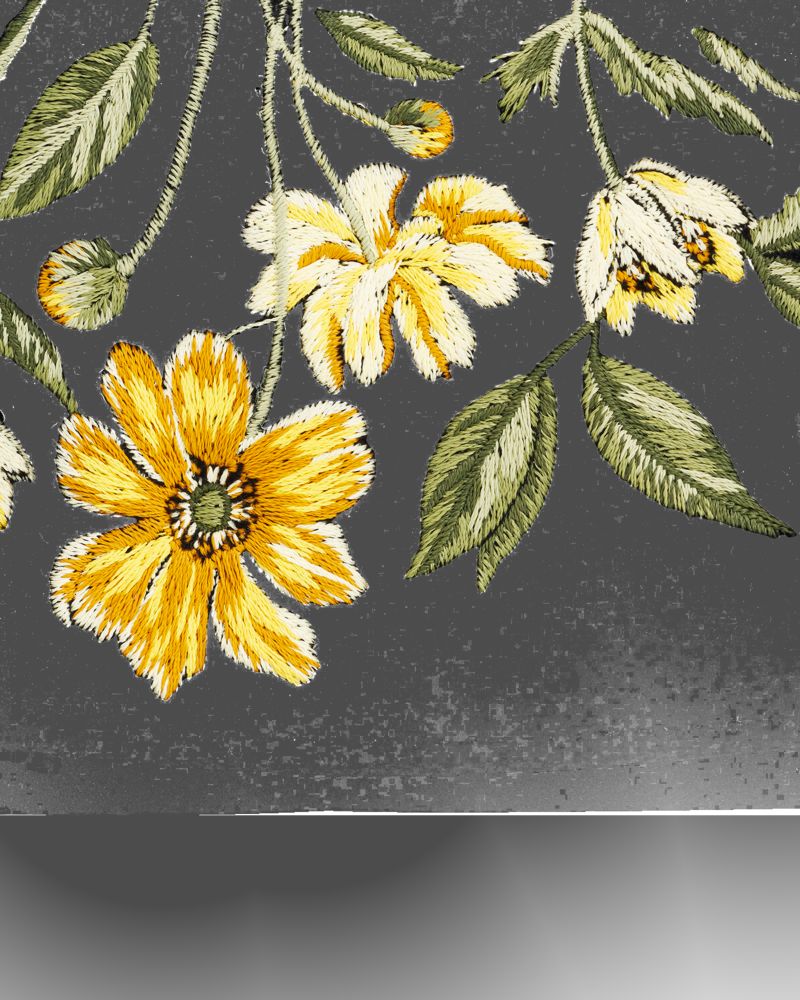 Botanical Velvet Embroidered Purse Large