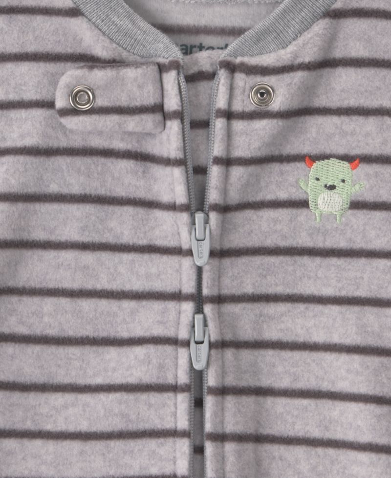 Baby Boys' Monster Striped Fleece 2-Way Zip Sleep & Play