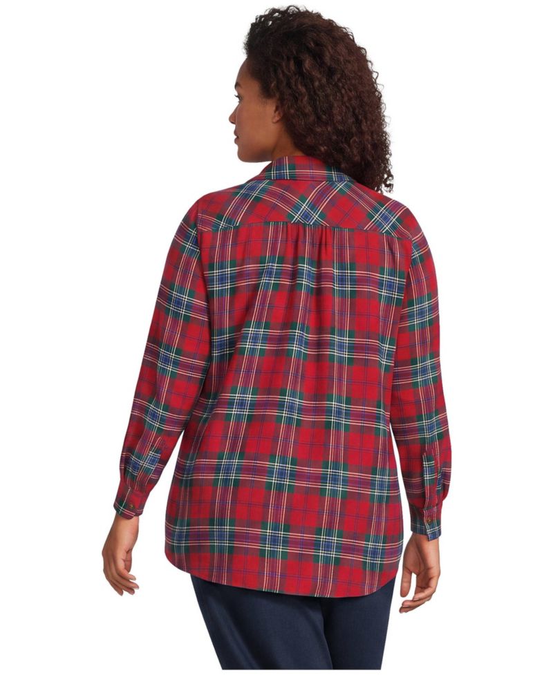 Plus Size Flannel Boyfriend Long Sleeve Shirt