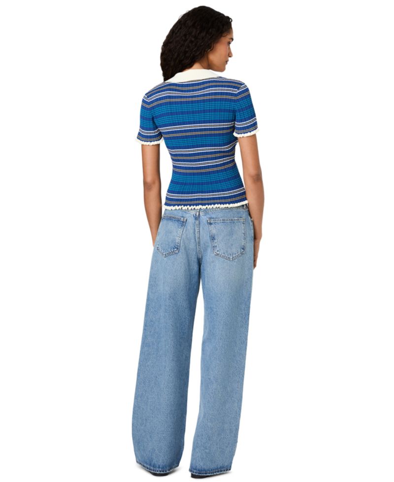 Women's Crinkle Knit Multi Strip Top