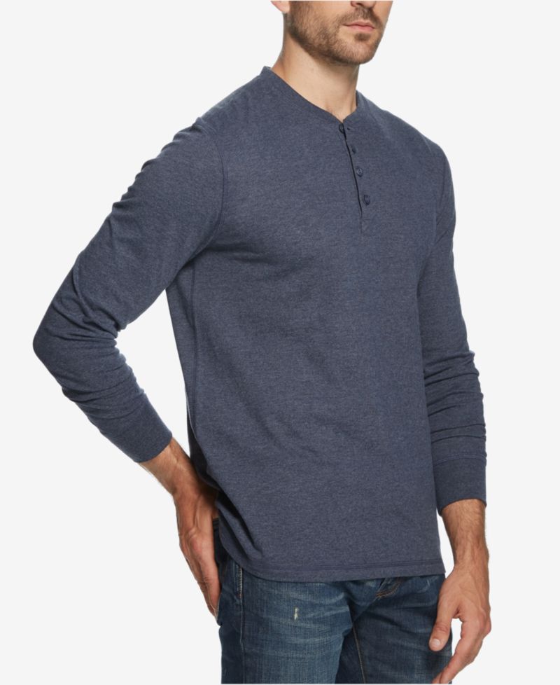 Мужская футболка из матового джерси Henley с длинным рукавом