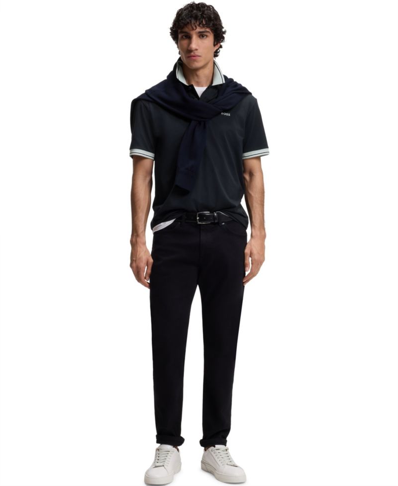 Men's Cotton-Jersey Stripe Trim Polo Shirt