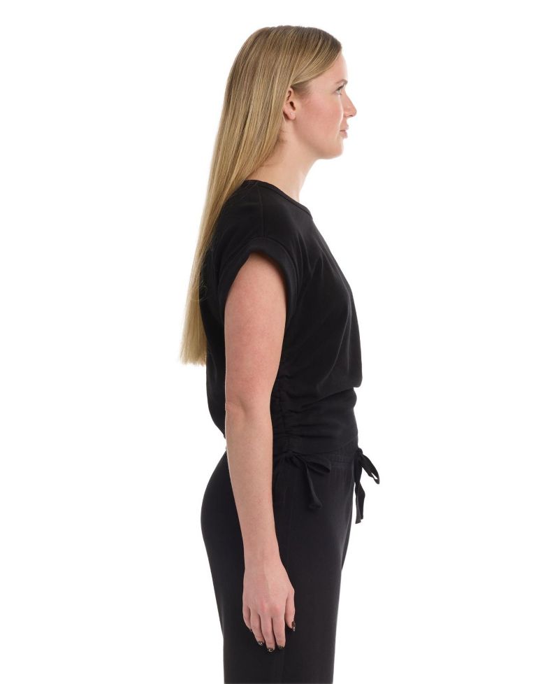 Women's Round Neck Side Drawstrings Tee