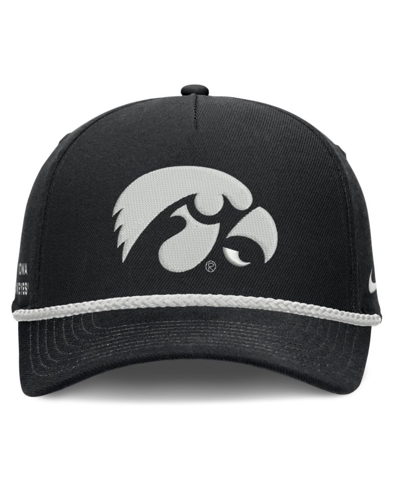 Men's and Women's Black Iowa Hawkeyes Rope Rise Adjustable Hat
