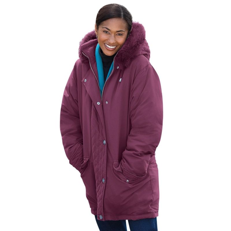 Plus Size Faux Fur Down Parka Coat