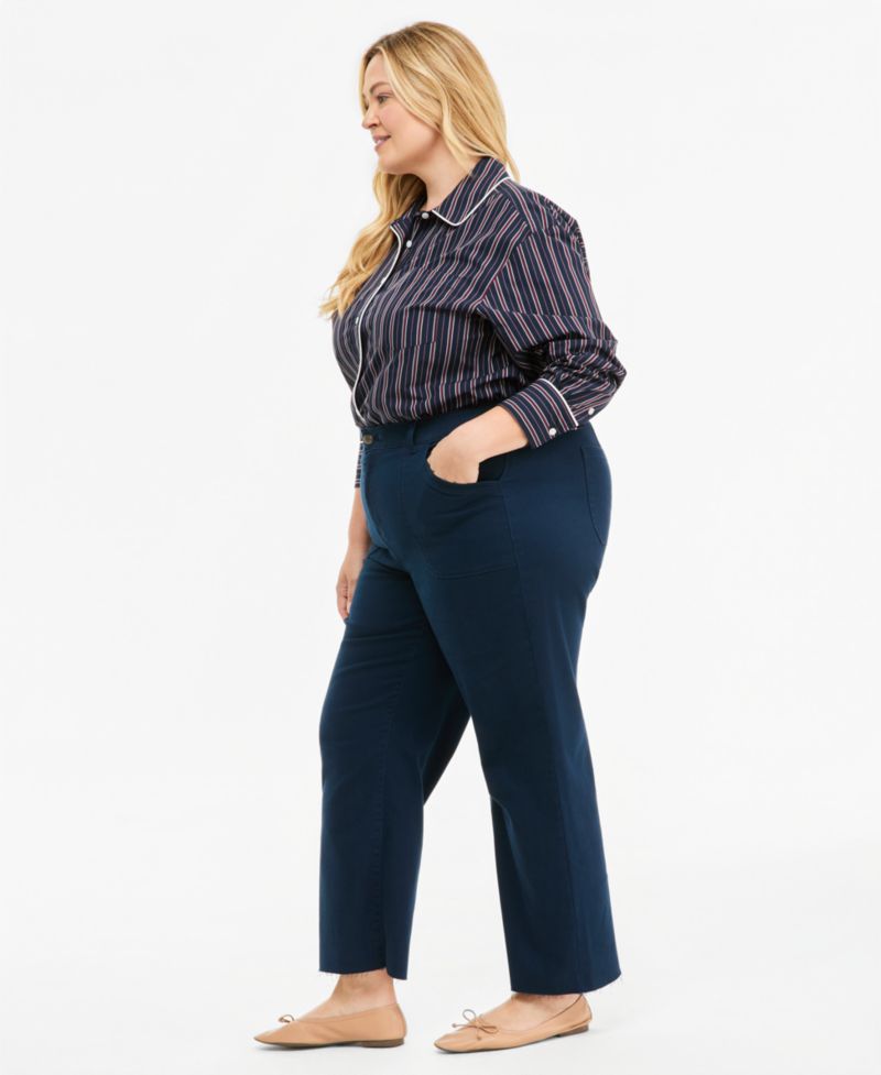 Plus Size Raw-Hem Straight-Leg Pants