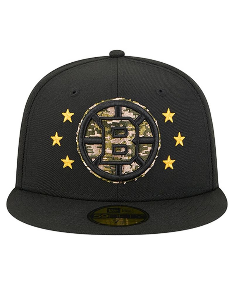 Men's Black Boston Bruins Military Appreciation Digital Camo Stars 59FIFTY Fitted Hat