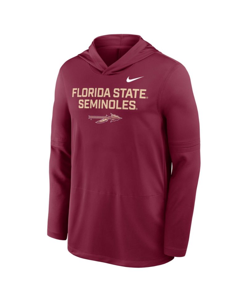 Men's Garnet Florida State Seminoles 2025 Sideline Performance Long Sleeve Hoodie T-Shirt