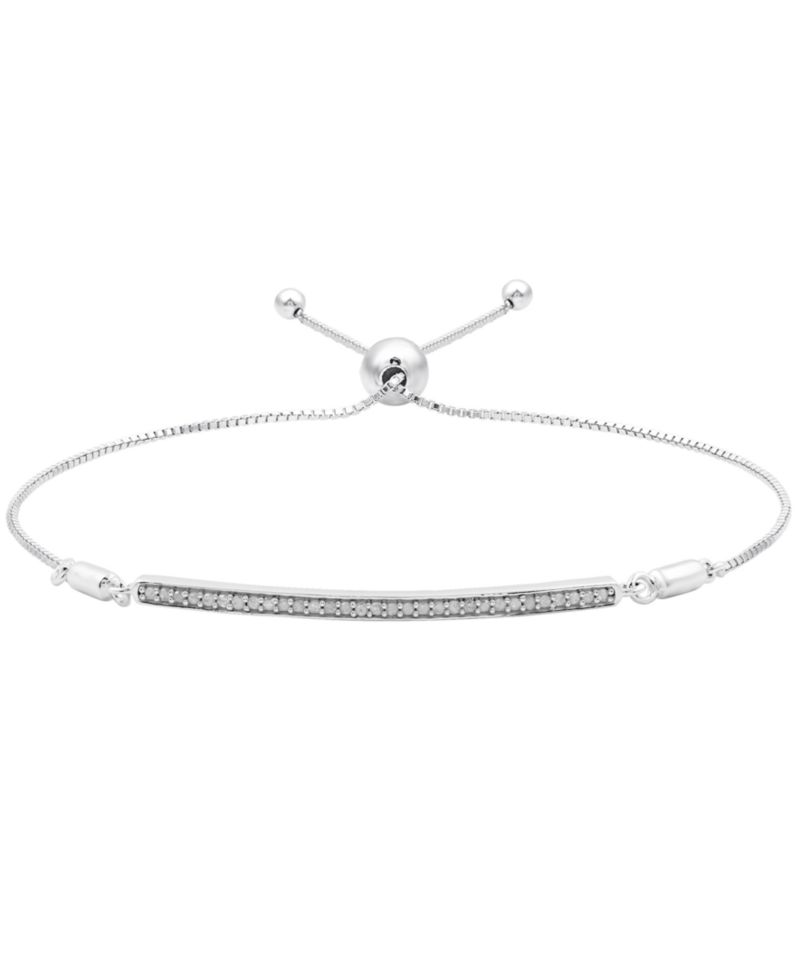 Diamond Bar Bolo Bracelet (1/6 ct. t.w.) in Sterling Silver