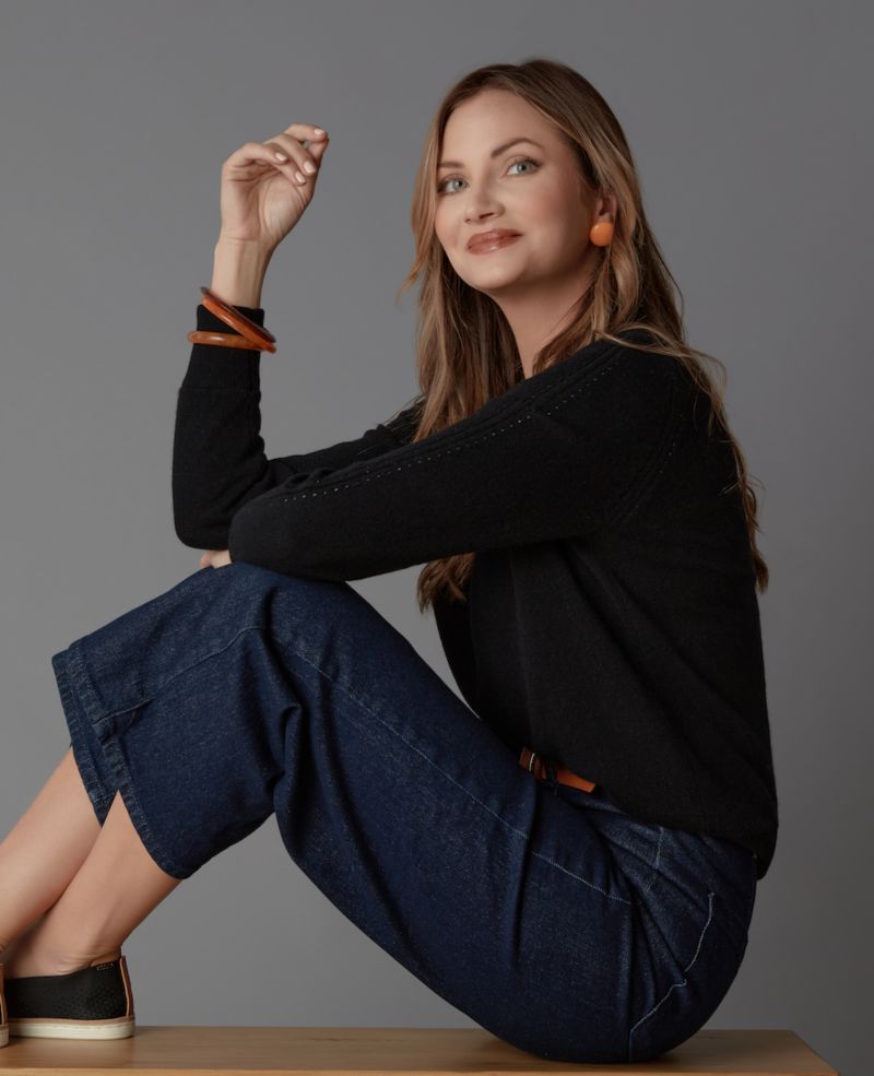 Women's Itch-Free Cashmere Crewneck Sweater with Soft Liner