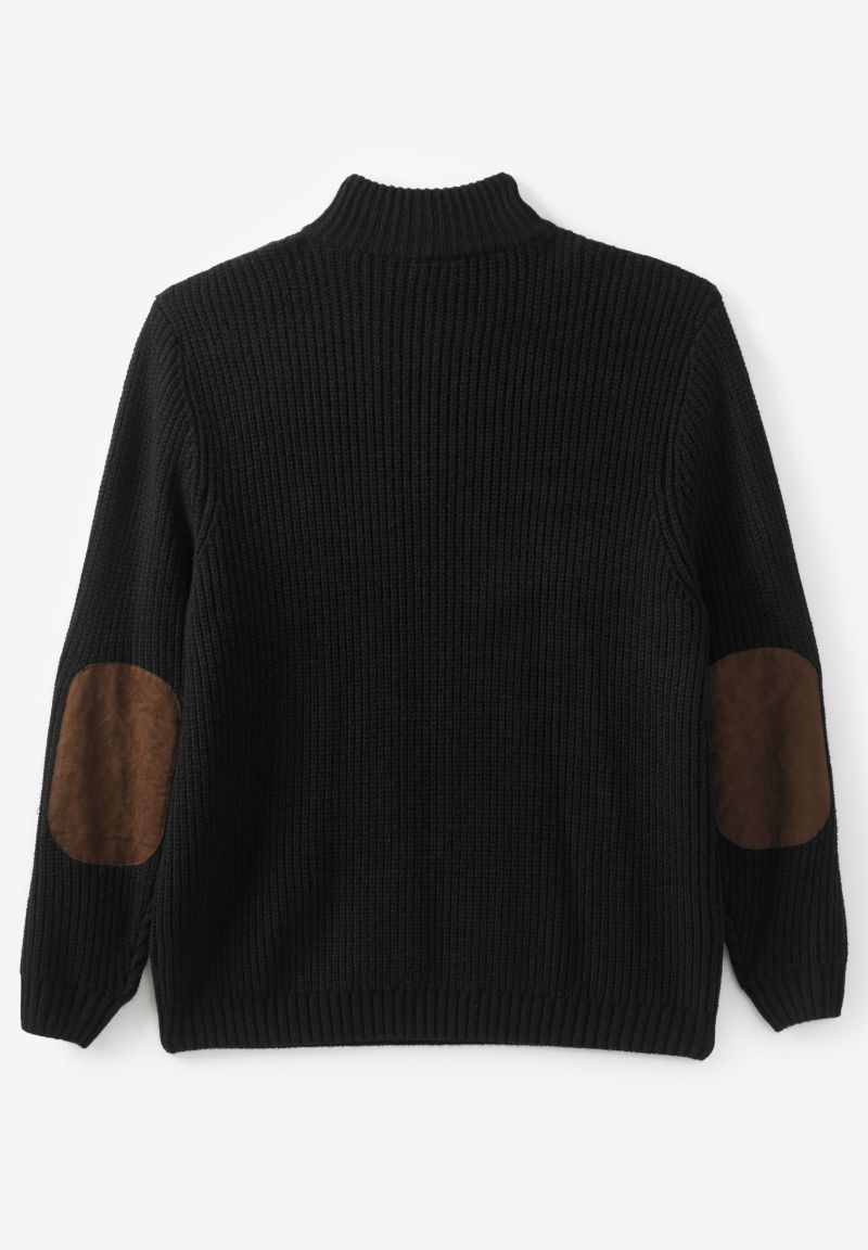 Men's by KingSize Patch Sweater with Mock Neck