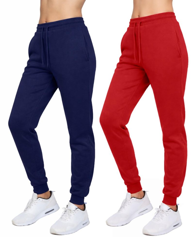 Women's Loose Fit Fleece-Lined Jogger Sweatpants-2 Pack
