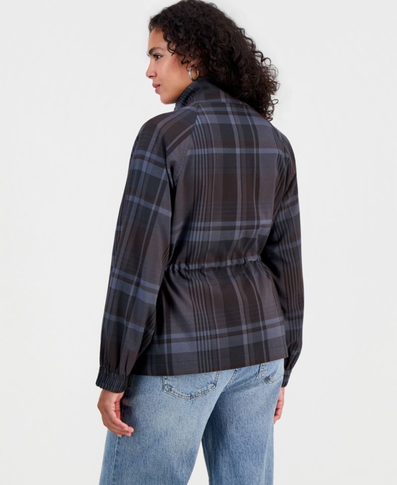 Women's Utility Plaid Peplum Jacket