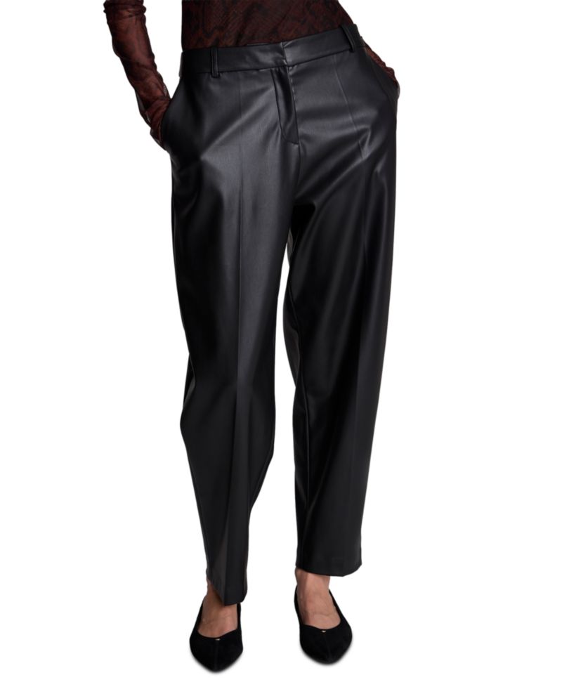 Women's Faux Leather High-Rise Barrel Leg