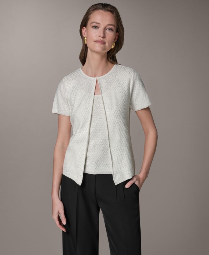 Women's Short-Sleeve Sequin Cardigan