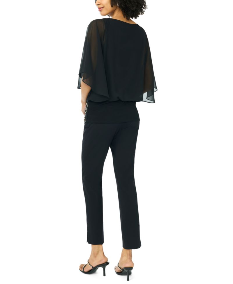 Women's Embellished Popover Crewneck Blouse