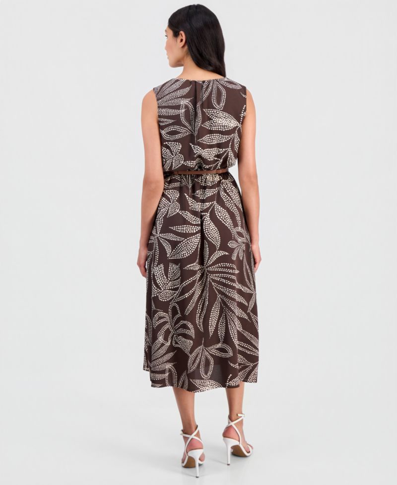 Women's Keyhole-Neck A-Line Midi Dress