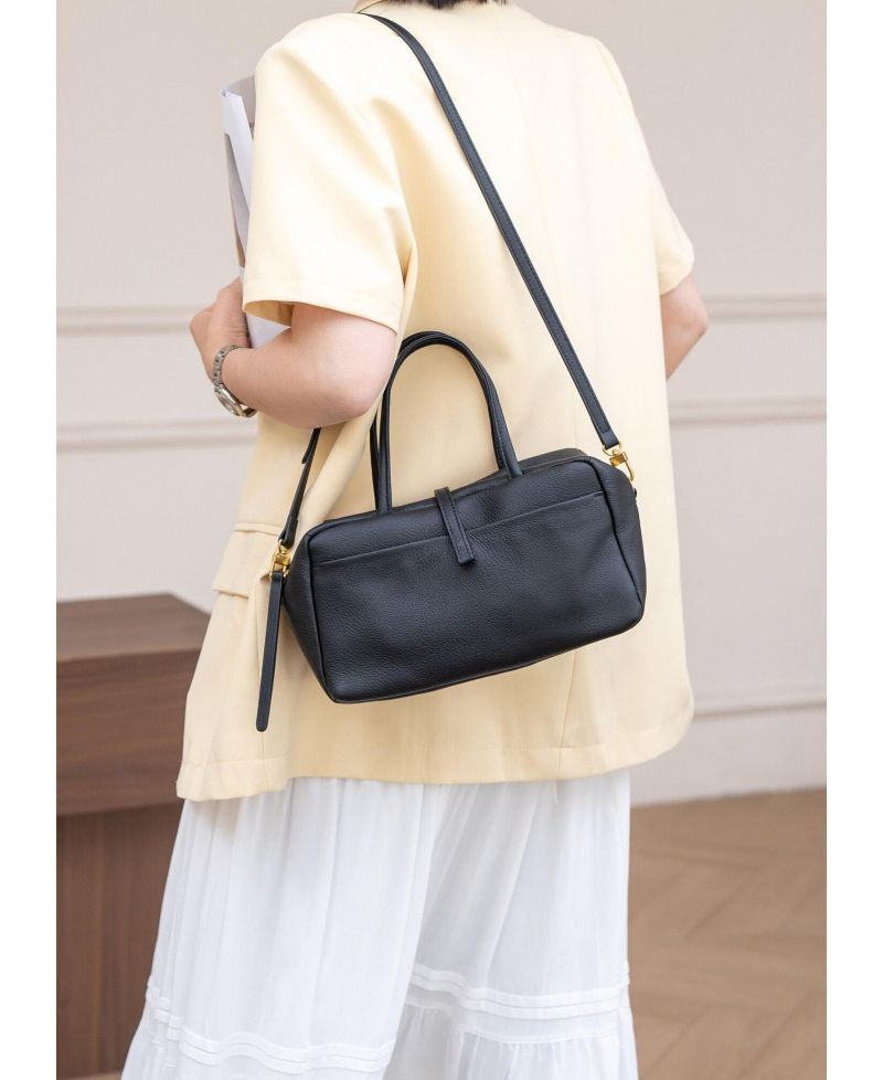Madison Soft Pebbled Leather Mini Top Handle Satchel Crossbody Bag Small Structured Camera Handbag