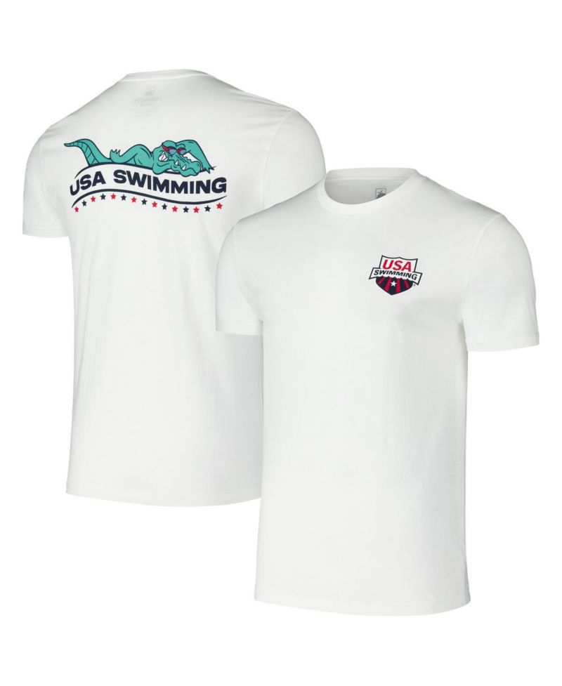 Men's and Women's White USA Swimming Later Gator T-Shirt