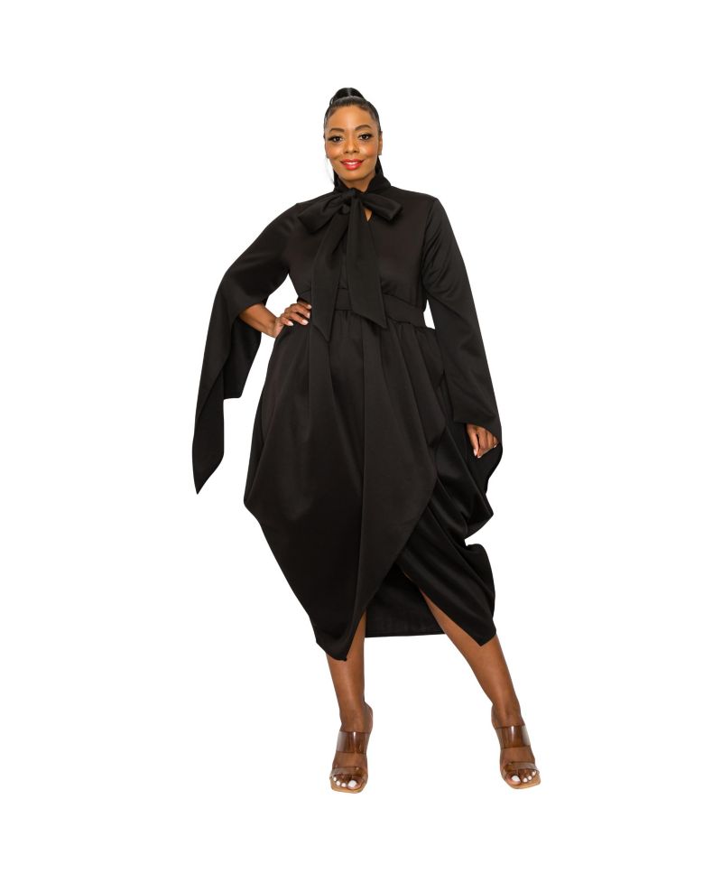 Plus Size Tina Tulip Hem Cape Sleeve Pocket Dress
