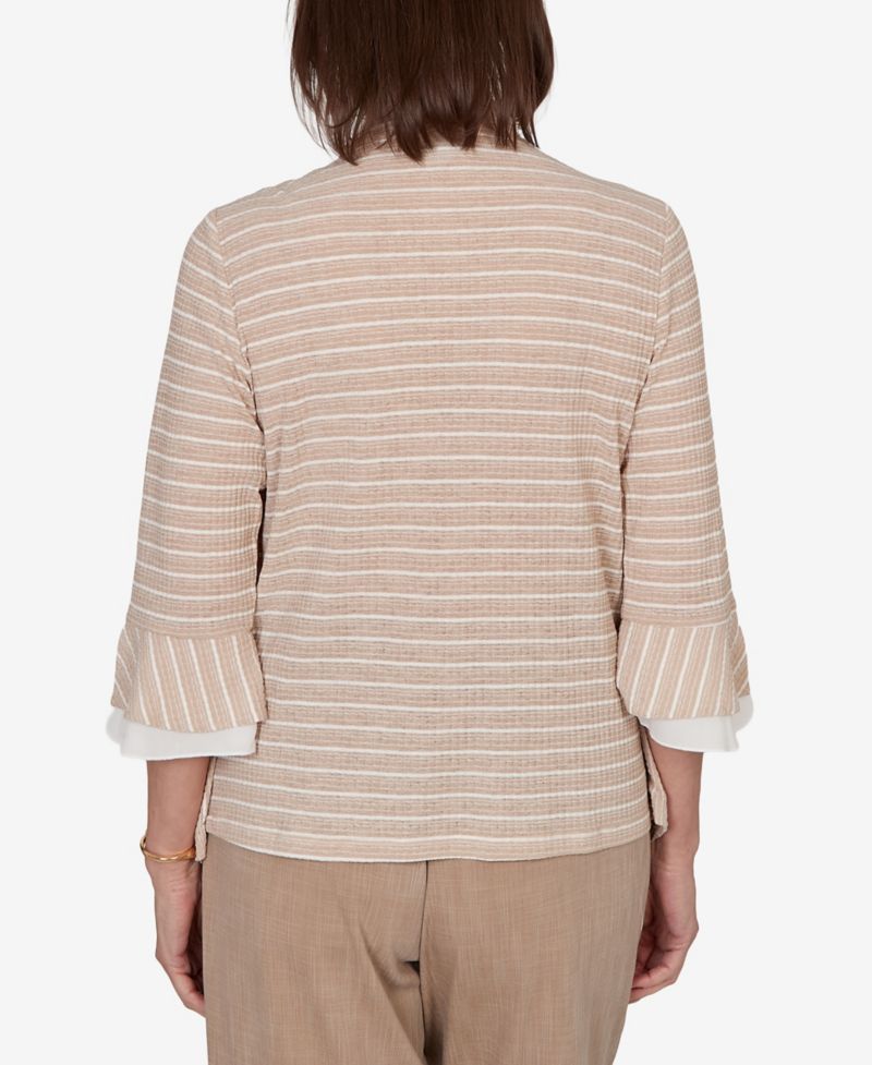 Petite Grand Bazaar Vertical Stripe Two-In-One Top with Necklace