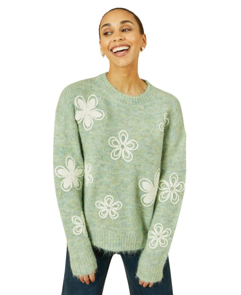 Women's Crochet Flower Knit Sweater