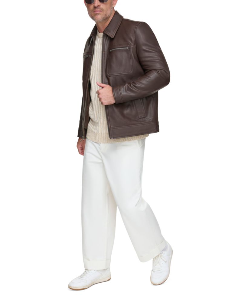 Men's Halen Genuine Pebbled Leather Trucker Jacket
