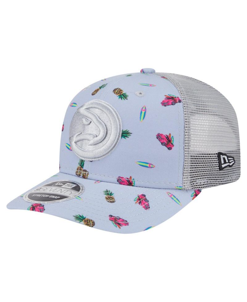 Men's Light Blue/Gray Atlanta Hawks Adventure Aloha Pattern 9SEVENTY Stretch-Snap Hat