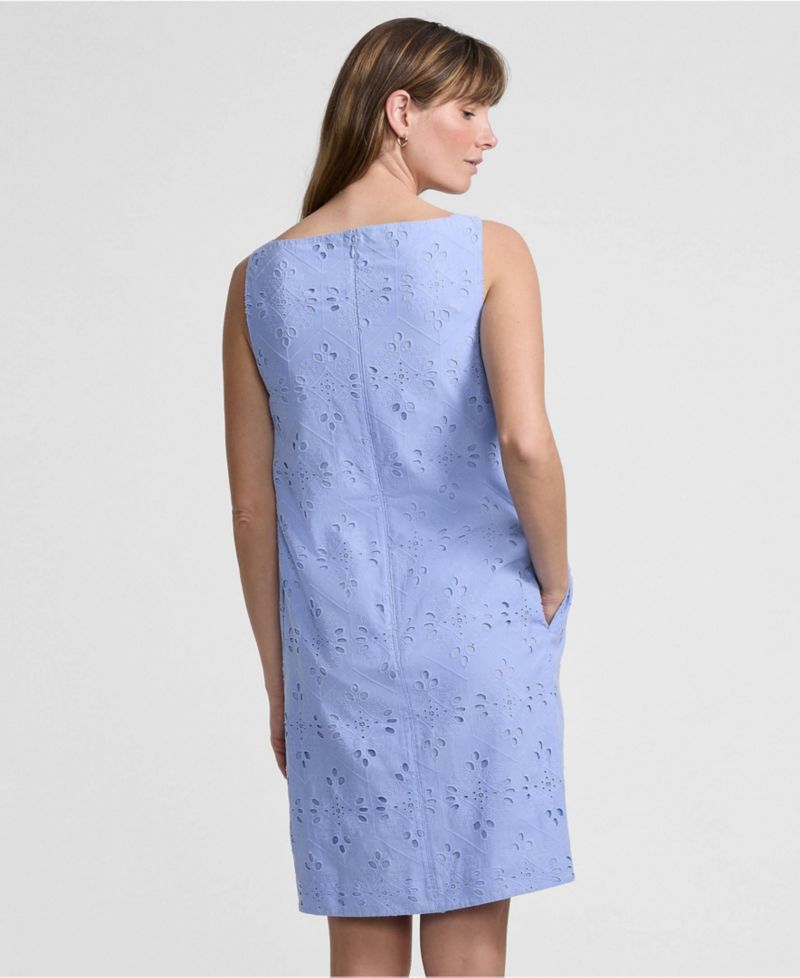 Women's Sleeveless Eyelet Shift Above the Knee Dress