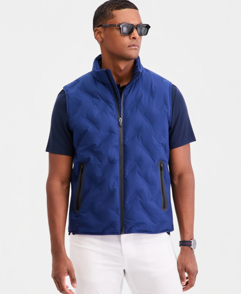 Men's Welded Alfatech Contrast-Trim Full-Zip Vest