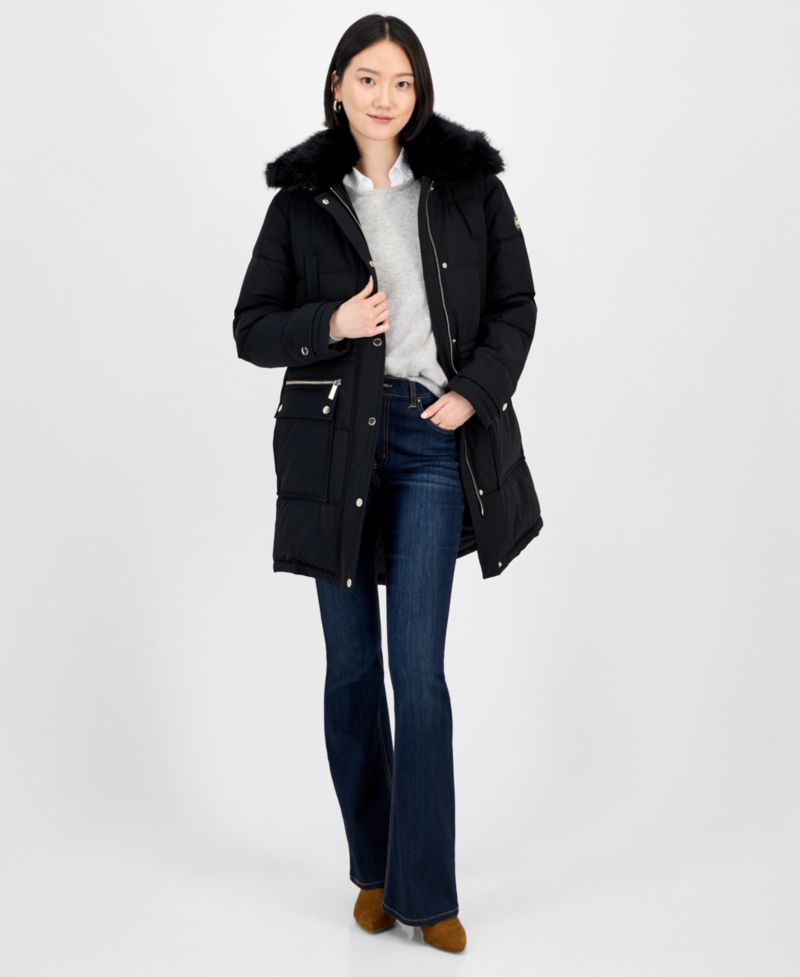 Women's Faux-Fur-Trim Hooded Puffer Coat