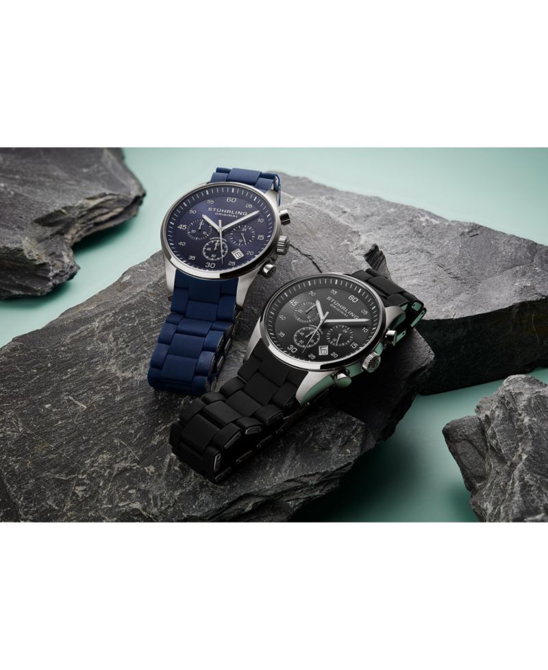 Velocity 4076 Chronograph Men s 43mm Quartz Watch - Multi-Function Dial, Krysterna Crystal, Silicone Strap, 50M WR